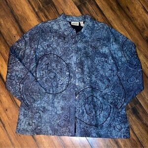 Chico’s Size 3/XL 100% Silk Embroidered Button Down Blouse